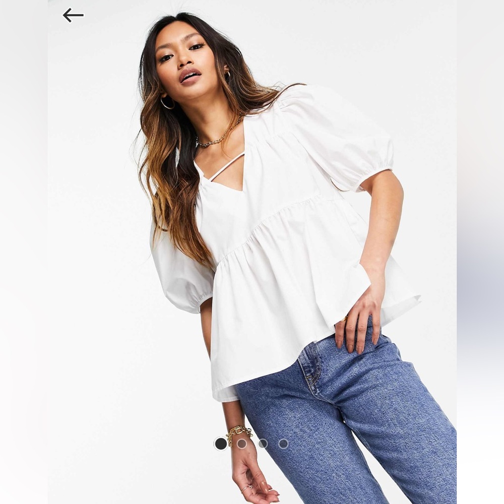 ASOS Design Poplin Tiered Top White